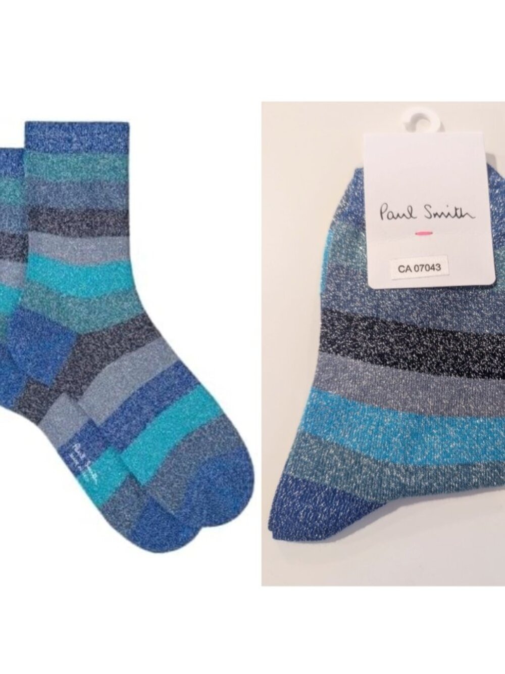 Paul Smith | Women's Ursula Glitter 'Swirl Stripe' Socks In Blue